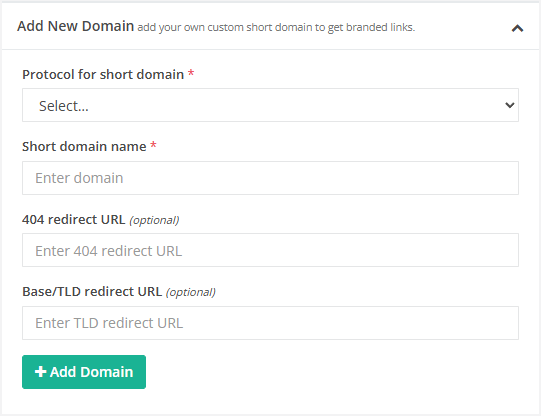 Add custom branded domain | T2M URL Shortener